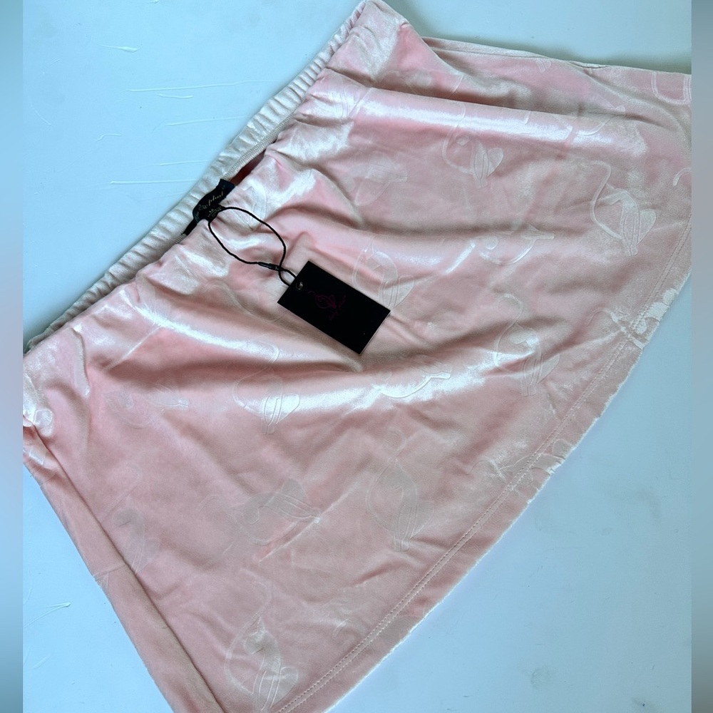 Baby Phat Pink Velvet Skirt Y2K Mini Skirt Butterfly Pattern New with Tags - Picture 6 of 7